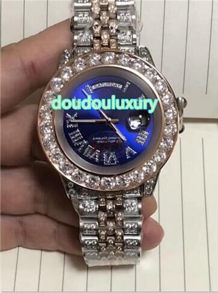 blue dial fashion men's wristwatch bi-rose gold iced out diamond popular watch automatic mechanical wrist watch, Slivery;brown
blue dial fashion men's wristwatch bi-rose gold iced out diamond popular watch automatic mechanical wrist watch, Slivery;brown