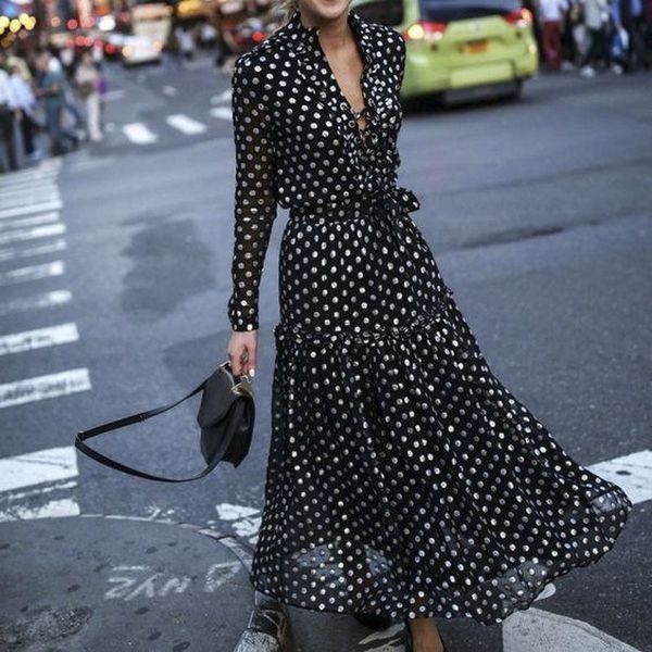 bohemian style women dress vintage maxi polka dot v-neck wrap dress elegant women dresses evening party high waist dresses, Black;gray
bohemian style women dress vintage maxi polka dot v-neck wrap dress elegant women dresses evening party high waist dresses, Black;gray