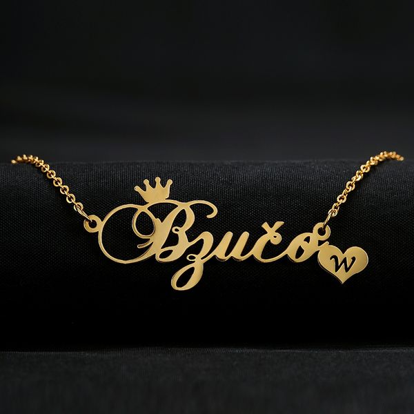 custom crown name necklace personalized heart charm name pendant necklace women fahion jewelry love gift, Silver
custom crown name necklace personalized heart charm name pendant necklace women fahion jewelry love gift, Silver