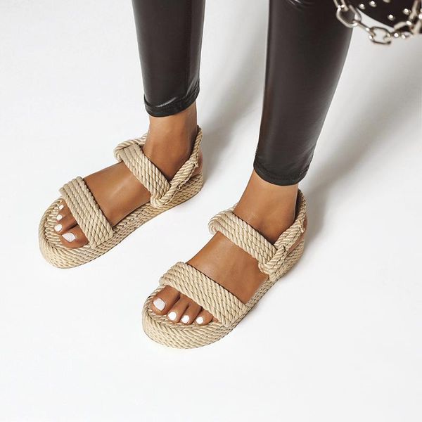 women's round toe flat women's shoes casual strap open toe rope shoes female sandals, Black
women's round toe flat women's shoes casual strap open toe rope shoes female sandals, Black