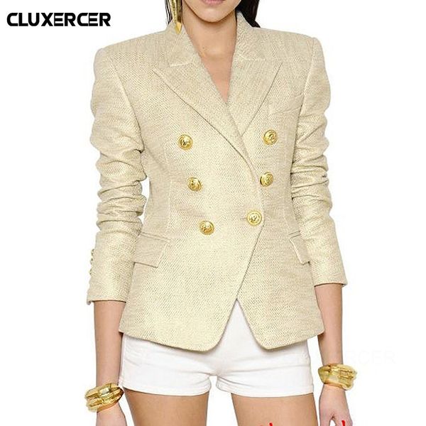 women's suits & blazers blazer feminino 2021 classic designer jacket lion metal buttons double breasted gold outer, White;black
women's suits & blazers blazer feminino 2021 classic designer jacket lion metal buttons double breasted gold outer, White;black