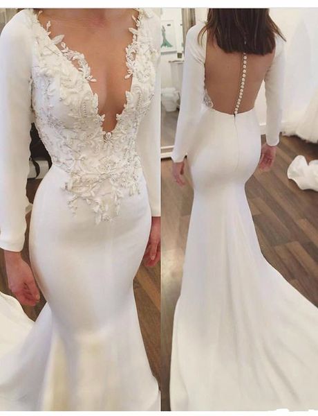 see though back white satin formal evening dresses with beaded floor length mermaid long sleeves women dress evening wear gowns, Black;red
see though back white satin formal evening dresses with beaded floor length mermaid long sleeves women dress evening wear gowns, Black;red