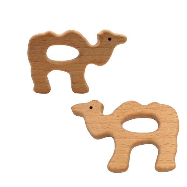 200pcs Beech Wooden Animal Camel Shape Teethers Nature Baby Teething Toy Organic Wood Teething Holder Nursing Baby Soothers Bracelet Making