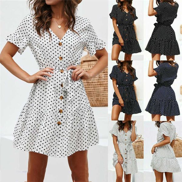 women ladies chiffon boho v neck polka dot mini dress summer beach sundress size, Black;gray
women ladies chiffon boho v neck polka dot mini dress summer beach sundress size, Black;gray