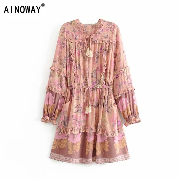 vintage chic women floral print long sleeve v-neck ruffles beach bohemian dress tassel rayon mini boho dress vestidos, Black;gray
vintage chic women floral print long sleeve v-neck ruffles beach bohemian dress tassel rayon mini boho dress vestidos, Black;gray