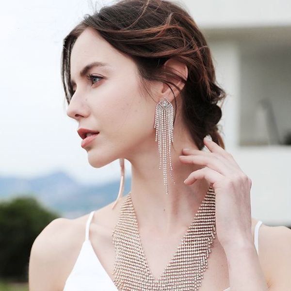 long tassel earrings bridal women crystal rhinestone wedding drop earrings for women party fashion jewelry oorbellen, Silver
long tassel earrings bridal women crystal rhinestone wedding drop earrings for women party fashion jewelry oorbellen, Silver