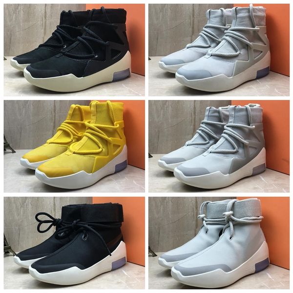 

2019 fear of god 1 sa light bone black grey yellow mens women leather boots fashion basketball shoes designer baskets sneakers