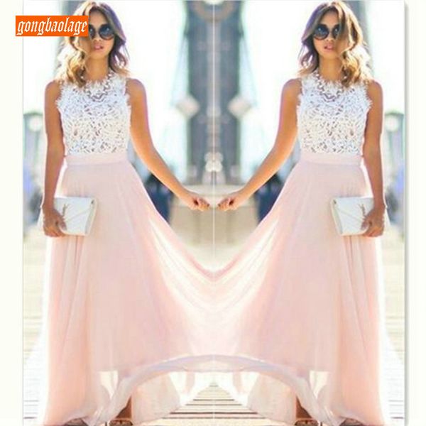 formal women pink long evening dresses 2019 new party gowns scoop lace chiffon zipper a-line floor length beach dress, White;black
formal women pink long evening dresses 2019 new party gowns scoop lace chiffon zipper a-line floor length beach dress, White;black