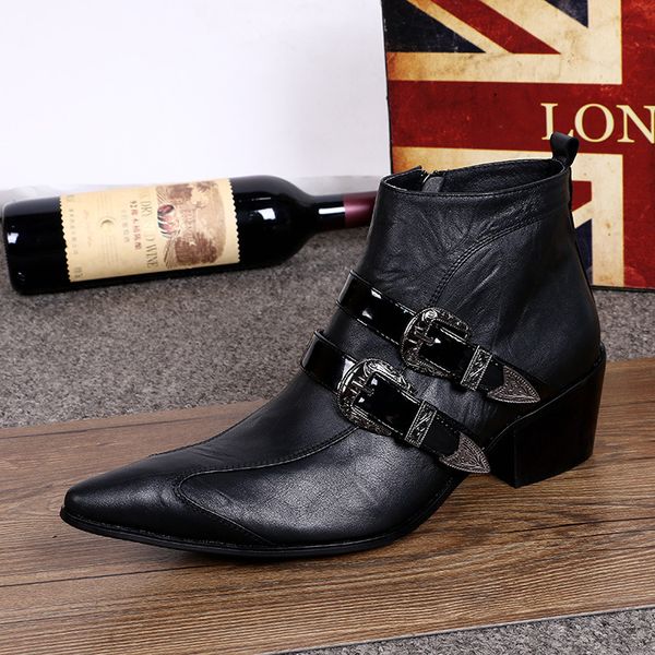 men's fashion motorcycle boots casual personality pointed fashion leather boots (color: black
men's fashion motorcycle boots casual personality pointed fashion leather boots (color: black