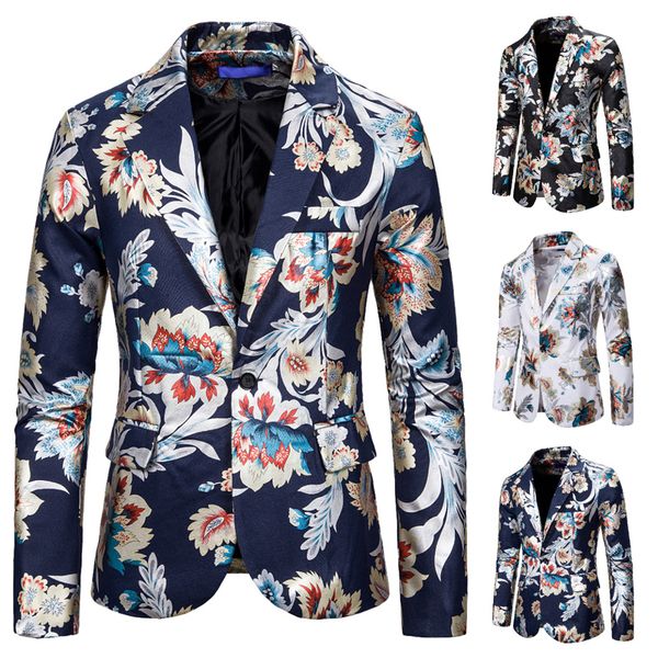 brand men blazer 2019 fashion floral printed suit jacket coats casual party prom slim stage costumes plus size men's clothing, White;black
brand men blazer 2019 fashion floral printed suit jacket coats casual party prom slim stage costumes plus size men's clothing, White;black
