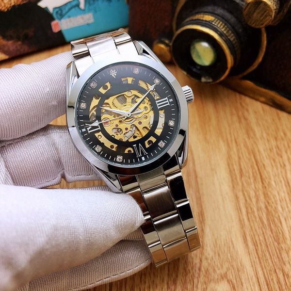 mechanical watch luxurious men's hollow mechanical watch stainless steel watch with black dial no2, Slivery;brown
mechanical watch luxurious men's hollow mechanical watch stainless steel watch with black dial no2, Slivery;brown