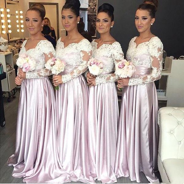 robe demoiselle d'honneur a line long sleeves pink lace bridemaid dresses satin prom dresses wedding party gowns, White;pink
robe demoiselle d'honneur a line long sleeves pink lace bridemaid dresses satin prom dresses wedding party gowns, White;pink