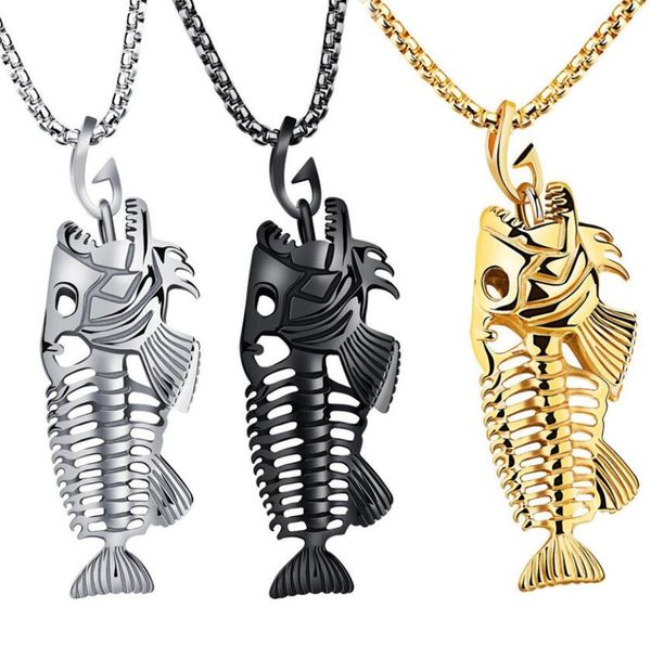 hip hop chain for men big fish bone statement pendant necklaces gold color stainless steel fishing hippie kpop jewelry 4 colors, Silver
hip hop chain for men big fish bone statement pendant necklaces gold color stainless steel fishing hippie kpop jewelry 4 colors, Silver