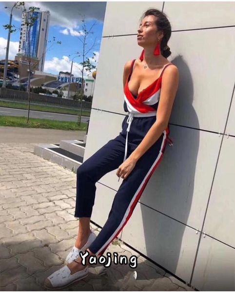 off shoulder jumpsuit 2019 summer new style waist casual sports piece trousers color matching striped straps jumpsuit women, Black;white
off shoulder jumpsuit 2019 summer new style waist casual sports piece trousers color matching striped straps jumpsuit women, Black;white