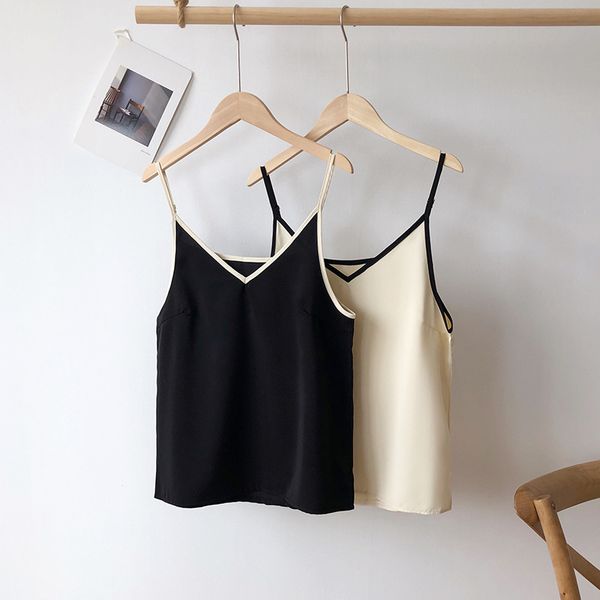 female underwear satin chiffon camisole cami summer v-neck tank women intim sleeveless spaghetti strap halter top, Black;white
female underwear satin chiffon camisole cami summer v-neck tank women intim sleeveless spaghetti strap halter top, Black;white