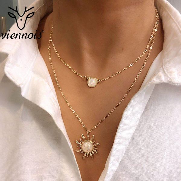 viennois new accessories french design multi-layer sun flower necklace women fashion opal clavicle chain, Silver
viennois new accessories french design multi-layer sun flower necklace women fashion opal clavicle chain, Silver