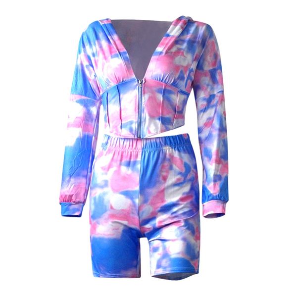 tie dye print women two pieces sets summer tracksuits +shorts leggings suit hooded fitness night outfits 2 pcs, White
tie dye print women two pieces sets summer tracksuits +shorts leggings suit hooded fitness night outfits 2 pcs, White
