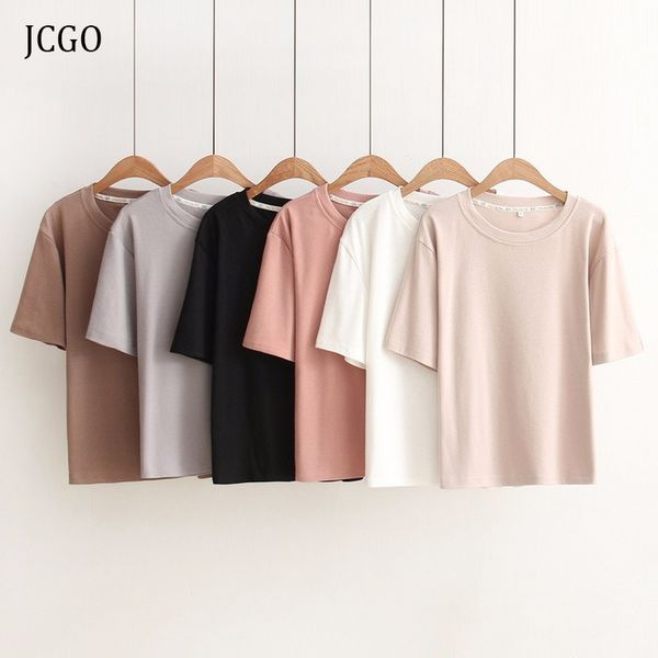 jcgo women summer 100% cotton t shirt solid color casual o neck short sleeve tshirts simple soft plus size lady shirt tees, White
jcgo women summer 100% cotton t shirt solid color casual o neck short sleeve tshirts simple soft plus size lady shirt tees, White