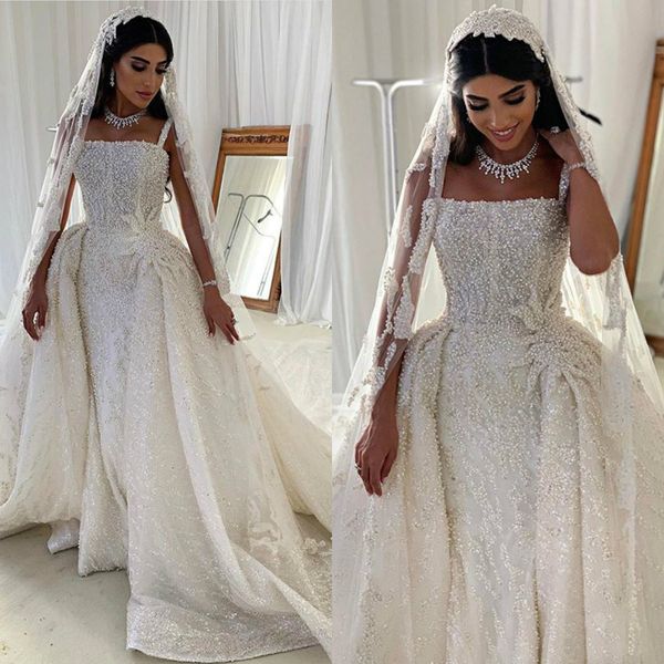 2020 bohemian new arrival detachable tail mermaid wedding dresses spaghetti satin lace applique bridal gowns zipper sweep train wedding gown, White
2020 bohemian new arrival detachable tail mermaid wedding dresses spaghetti satin lace applique bridal gowns zipper sweep train wedding gown, White