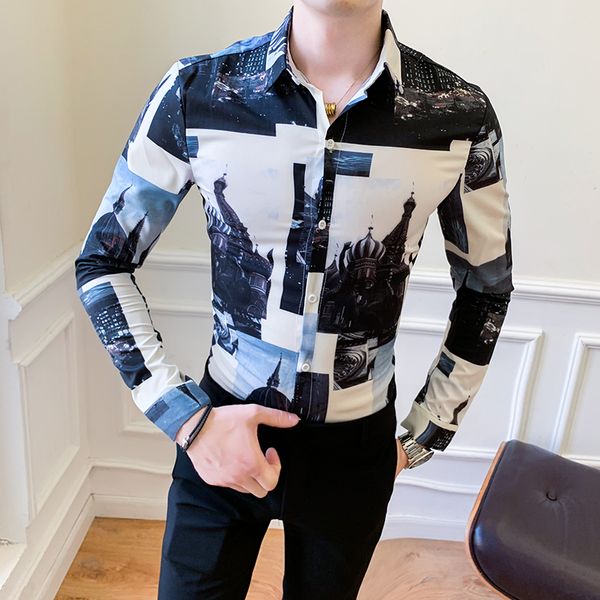 spring new camisa masculina korean slim fit long sleeve men casual shirt all match streetwear digital print blouses, White;black
spring new camisa masculina korean slim fit long sleeve men casual shirt all match streetwear digital print blouses, White;black