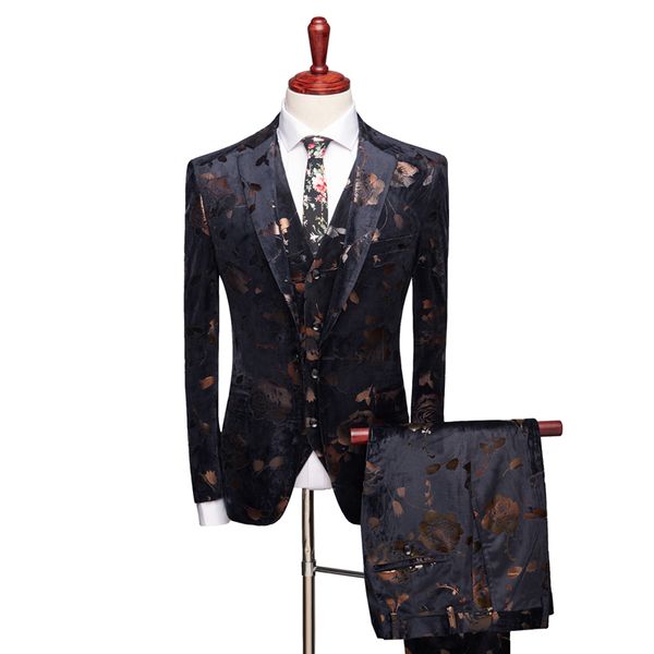 2020 new men's blazer three-piece flannelette printed wedding party casual slim korean version, White;black
2020 new men's blazer three-piece flannelette printed wedding party casual slim korean version, White;black