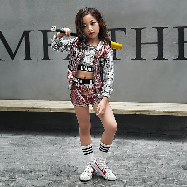 kids sequin dancing costume pink silver zipper jacket coat crop shorts hip-hop jazz dance clothes for children girls, White
kids sequin dancing costume pink silver zipper jacket coat crop shorts hip-hop jazz dance clothes for children girls, White