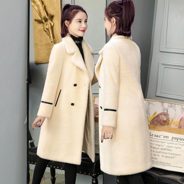 women 2019 autumn winter new faux mink wool coat cashmere outerwear female turn-down collar casual warm jacket overcoat z70, Black
women 2019 autumn winter new faux mink wool coat cashmere outerwear female turn-down collar casual warm jacket overcoat z70, Black