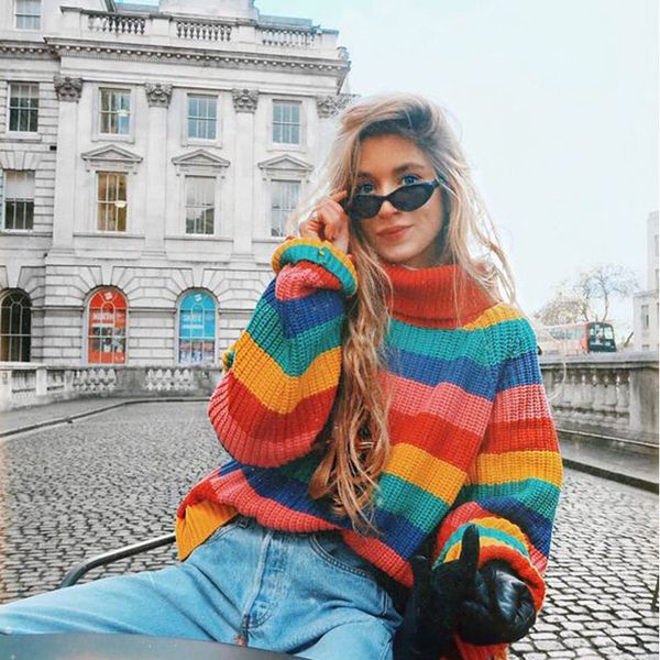 rainbow turtleneck sweaters women winter 2019 jumpers knitted clothes fashion striped oversized pullover female sale, White;black
rainbow turtleneck sweaters women winter 2019 jumpers knitted clothes fashion striped oversized pullover female sale, White;black