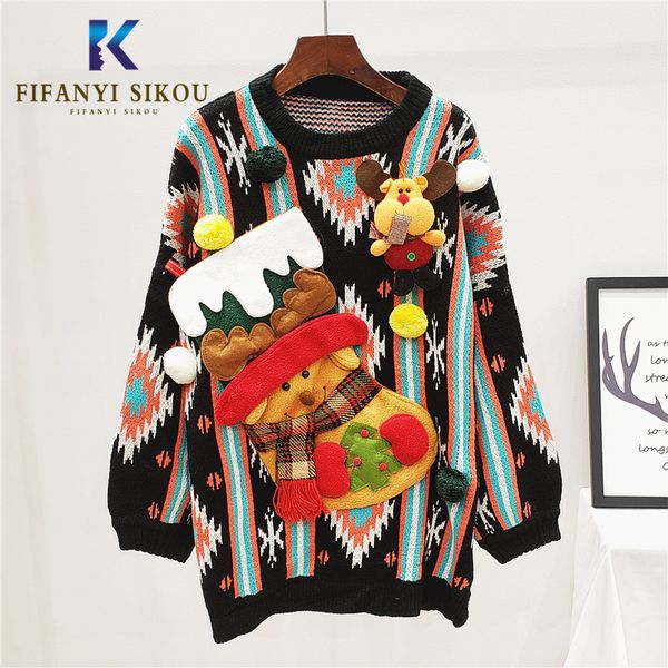 christmas sweater women o-neck pullovers warm fashion cartoon bear long sleeve loose knitting sweter female autumn winter, White;black
christmas sweater women o-neck pullovers warm fashion cartoon bear long sleeve loose knitting sweter female autumn winter, White;black