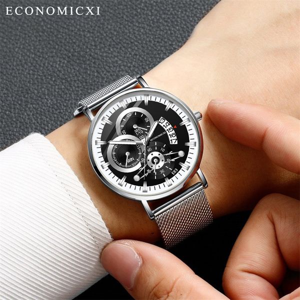 watches men fashion simple luxury stainless steel relogio masculino with luminous small dial wristwatch saat reloj quartz watch, Slivery;brown
watches men fashion simple luxury stainless steel relogio masculino with luminous small dial wristwatch saat reloj quartz watch, Slivery;brown