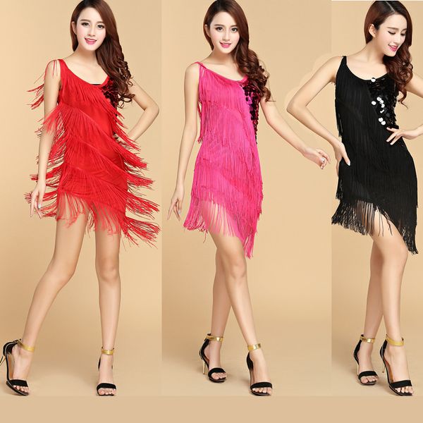 latin dance dress skirt fringed sequin dress nightclub stage costume chacha rumba tango dance costume, Black;red
latin dance dress skirt fringed sequin dress nightclub stage costume chacha rumba tango dance costume, Black;red