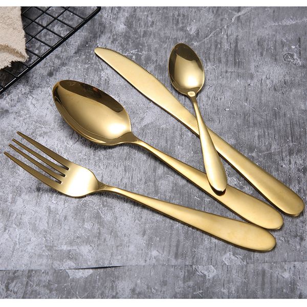 4pcs/set gold cutlery spoon fork knife tea spoon matte gold stainless steel food silverware dinnerware set rra2833-8
4pcs/set gold cutlery spoon fork knife tea spoon matte gold stainless steel food silverware dinnerware set rra2833-8