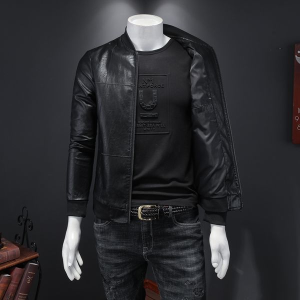 men's fur & faux leather slim korean spring and autumn motorcycle clothing youth jacket, Black
men's fur & faux leather slim korean spring and autumn motorcycle clothing youth jacket, Black