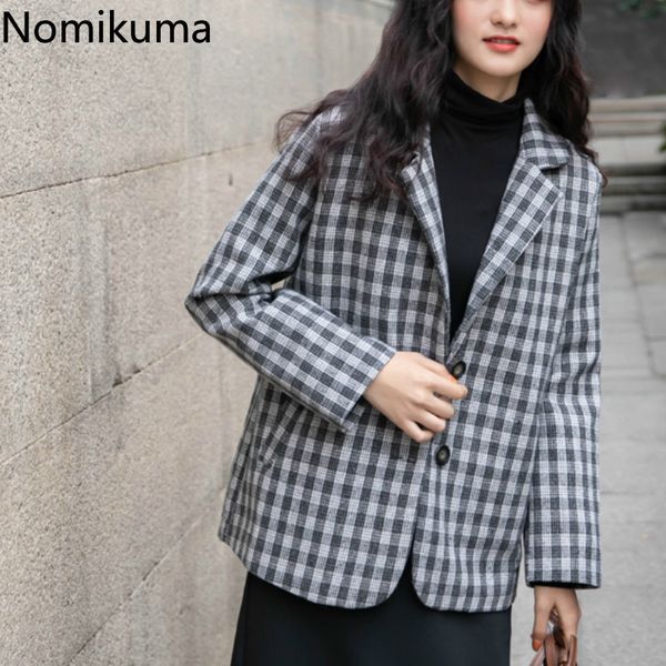 nomikuma plaid blazer women single breasted long sleeve vintage jackets female spring autumn clothes lady new arrival 3a085, White;black
nomikuma plaid blazer women single breasted long sleeve vintage jackets female spring autumn clothes lady new arrival 3a085, White;black