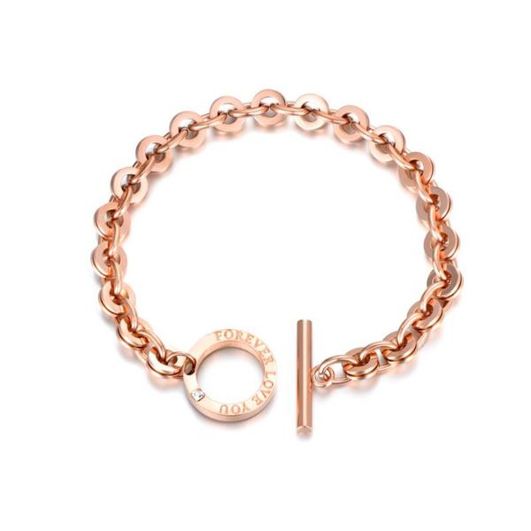 trendy rose gold charm bracelet for women inlaid zircon forever love you chain & link bracelets toggle clasp b17068, Golden;silver
trendy rose gold charm bracelet for women inlaid zircon forever love you chain & link bracelets toggle clasp b17068, Golden;silver