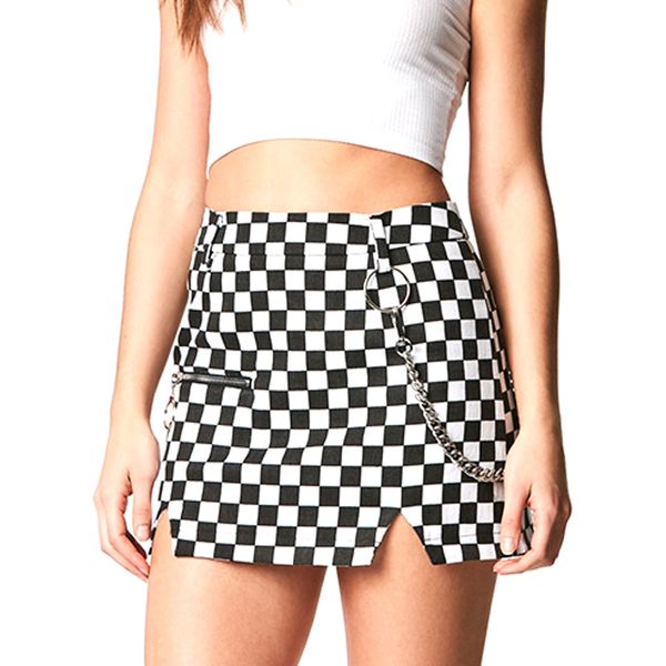 street style plaid skirt women high waist micro mini skirt with chain ender split super short ladies summer streetwear, Black
street style plaid skirt women high waist micro mini skirt with chain ender split super short ladies summer streetwear, Black