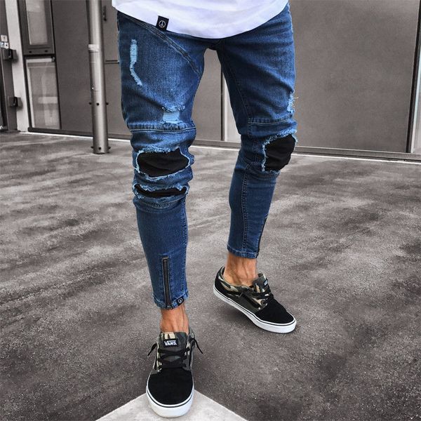 2018 new brand fashion men's ripped skinny biker jeans destroyed frayed slim fit denim pants stylish men's hole denim pant s-3xl, Blue
2018 new brand fashion men's ripped skinny biker jeans destroyed frayed slim fit denim pants stylish men's hole denim pant s-3xl, Blue