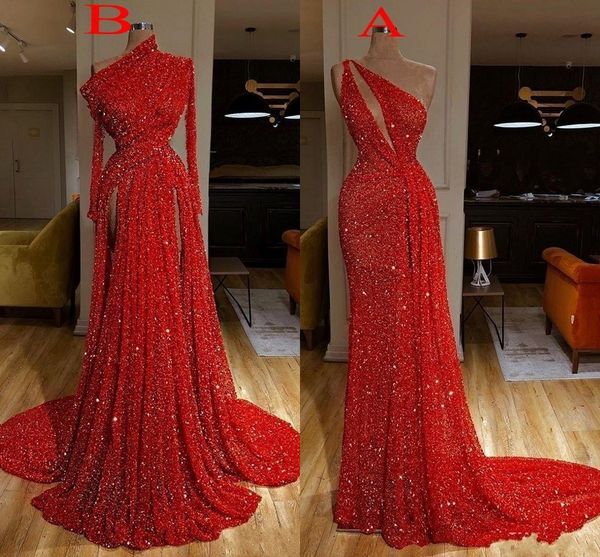 new arabic bling dark red sequins lace prom dresses one shoulder keyhole sheath split party sequined long formal evening gowns wear, Black
new arabic bling dark red sequins lace prom dresses one shoulder keyhole sheath split party sequined long formal evening gowns wear, Black