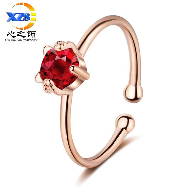 rose gold ring womens korean version of the small fresh with red rhinestone kitten open ring cute animal single ring, Silver
rose gold ring womens korean version of the small fresh with red rhinestone kitten open ring cute animal single ring, Silver