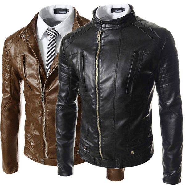 2018 autumn and winter new style men fashion casual oblique zipper stand collar pu leather coat, Black
2018 autumn and winter new style men fashion casual oblique zipper stand collar pu leather coat, Black