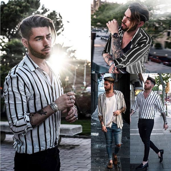 fashion streetwear men striped long sleeve shirt summer loose casual v-neck shirts beach plus size -3xl, White;black
fashion streetwear men striped long sleeve shirt summer loose casual v-neck shirts beach plus size -3xl, White;black