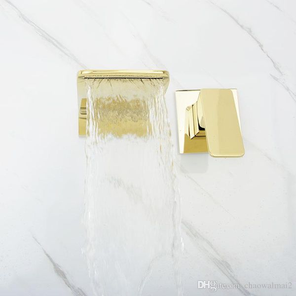 Rose Gold/Golden Brass Wall Mounted Bathroom Basin Faucet Cold And Hot Washbasin Waterfall Tap
Rose Gold/Golden Brass Wall Mounted Bathroom Basin Faucet Cold And Hot Washbasin Waterfall Tap