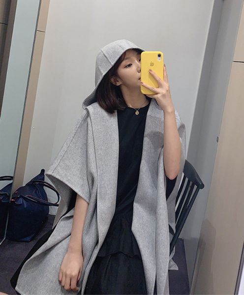woolen coat women solid color o neck loose batwing sleeve cape coat outwear, Black;white
woolen coat women solid color o neck loose batwing sleeve cape coat outwear, Black;white
