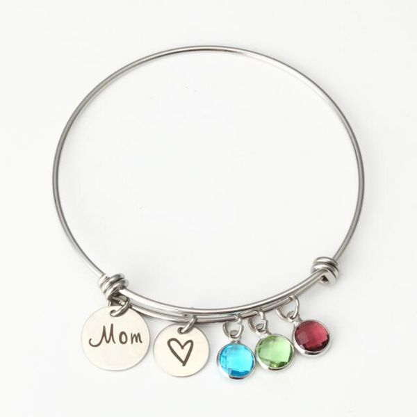 stainless steel bracelets birthstone crystal pendant between charm adjustable bangle push thanksgiving moms presents, White
stainless steel bracelets birthstone crystal pendant between charm adjustable bangle push thanksgiving moms presents, White