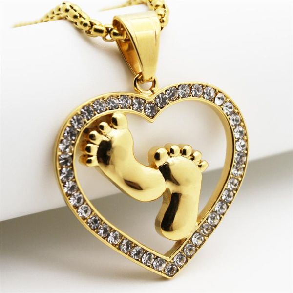 iced out cz сердца кулон цепочки цвета золота нержавеющей стали младенца footprint ожерелье для женщин пн romantic смазливая подарка ювелирн, Silver
iced out cz сердца кулон цепочки цвета золота нержавеющей стали младенца footprint ожерелье для женщин пн romantic смазливая подарка ювелирн, Silver