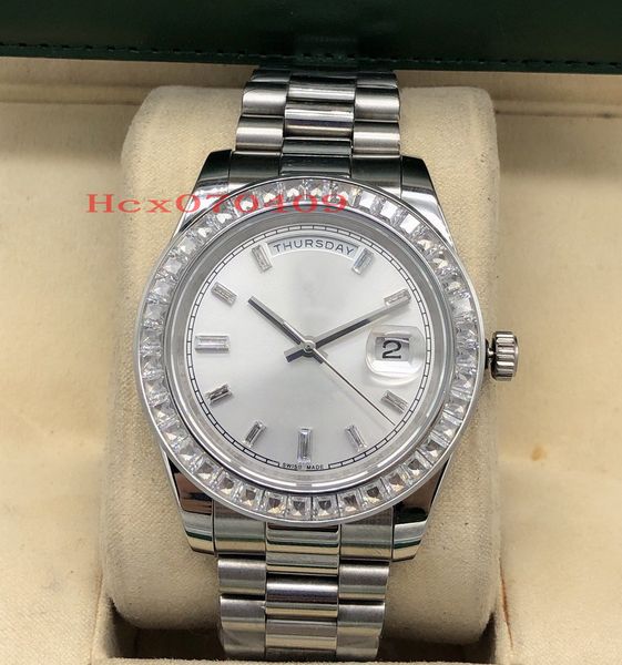 luxury mens watch 41mm new square diamond bezel daydate white shell white diamond index asia movement mechanical automatic watches, Slivery;brown
luxury mens watch 41mm new square diamond bezel daydate white shell white diamond index asia movement mechanical automatic watches, Slivery;brown