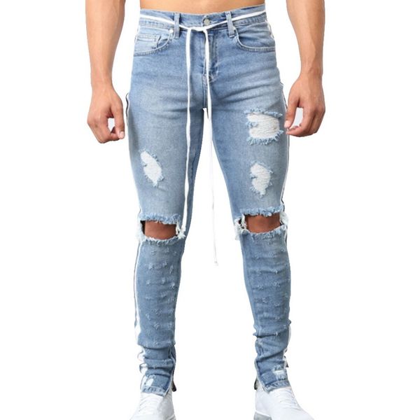 mjartoria fashion streetwear men's jeans vintage skinny destroyed ripped jeans broken punk pants homme hip hop striped men, Blue
mjartoria fashion streetwear men's jeans vintage skinny destroyed ripped jeans broken punk pants homme hip hop striped men, Blue