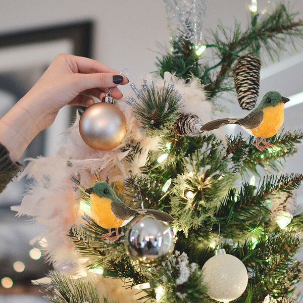 robin bird christmas tree decor crafts cute mini artificial birds xmas gift price