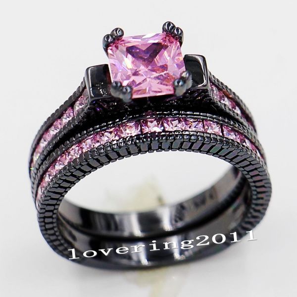 size 5-11 retro fashion jewelry 14kt black gold filled pink sapphire gem cz simulated diamond women wedding engagement ring set gift, Silver
size 5-11 retro fashion jewelry 14kt black gold filled pink sapphire gem cz simulated diamond women wedding engagement ring set gift, Silver