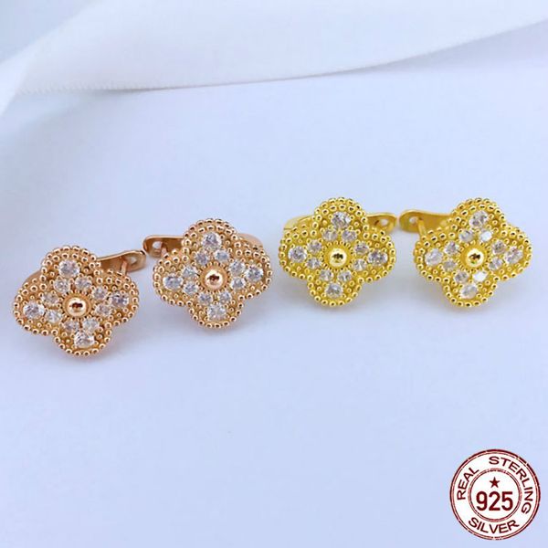 100% s925 sterling silver full diamond clover earrings female small fragrance wind cute temperament hypoallergenic earrings, Golden;silver
100% s925 sterling silver full diamond clover earrings female small fragrance wind cute temperament hypoallergenic earrings, Golden;silver
